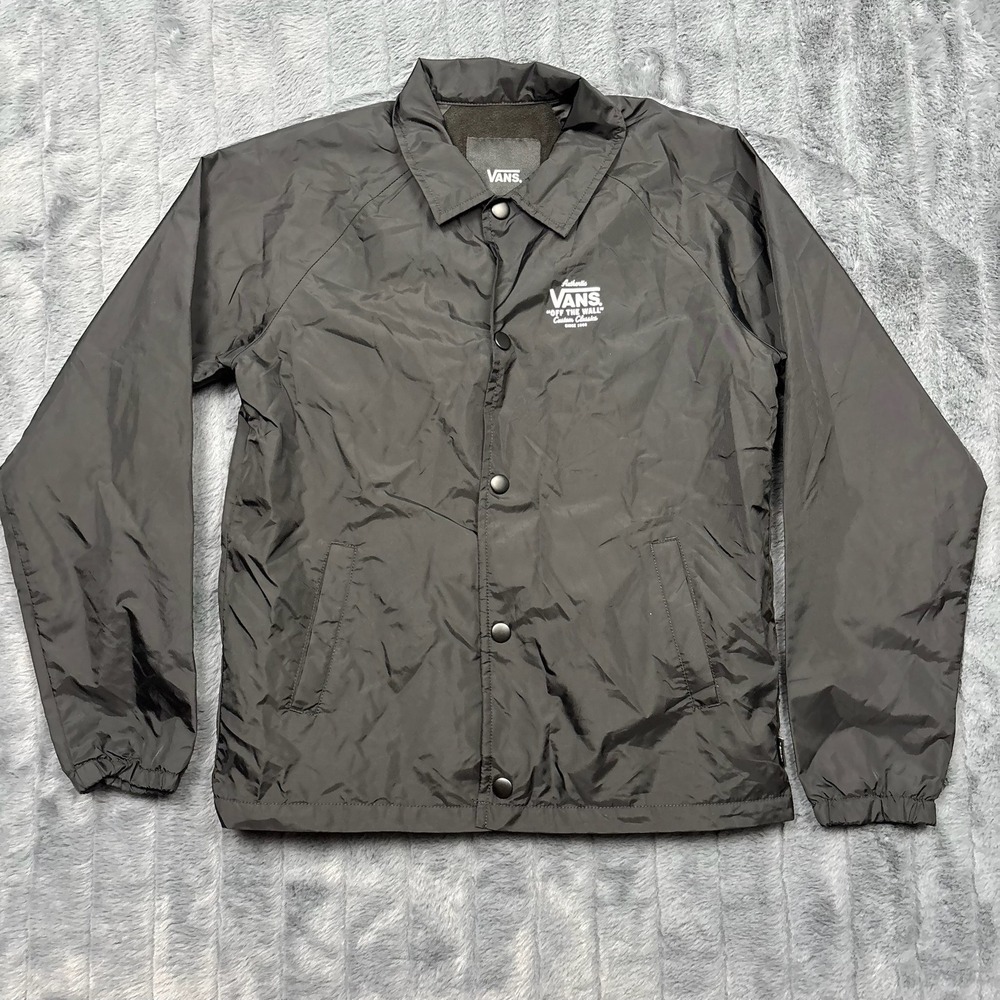 Vans Off The Wall Torrey Coaches Jacket Black Mens Small Windbreaker Snap Front